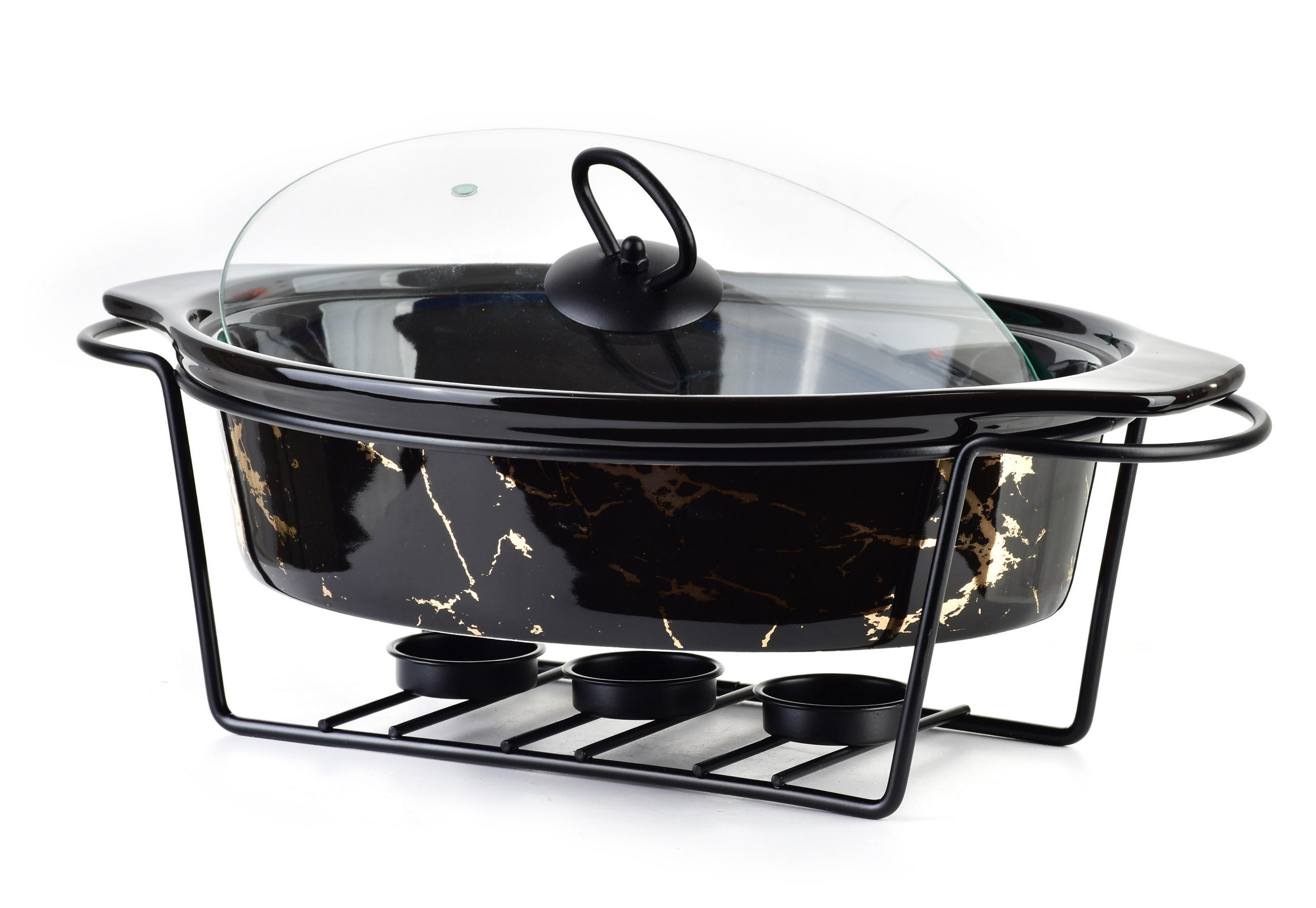 AUFLAUFFORM Modern Kitchen Schwarz Gold 35/24/12 cm Keramik - Goldfarben/Schwarz, Keramik (24/12/35cm) - Mondex