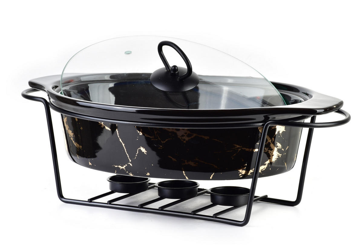 AUFLAUFFORM Modern Kitchen Schwarz Gold 35/24/12 cm Keramik - Goldfarben/Schwarz, Keramik (24/12/35cm) - Mondex