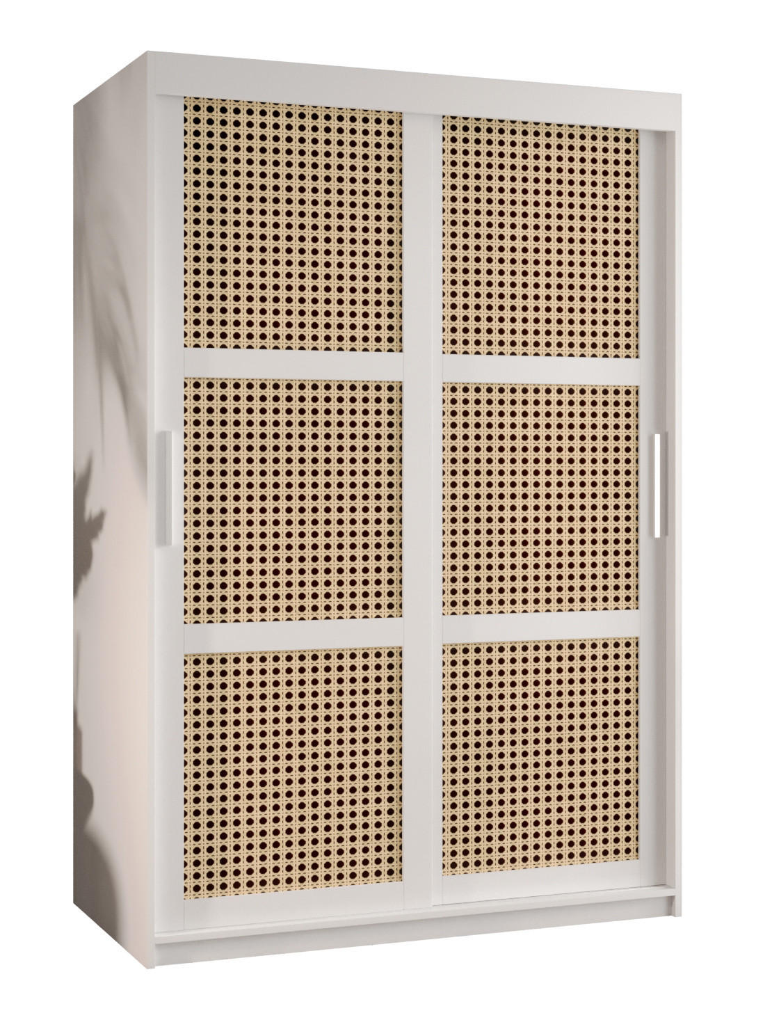 SCHWEBETÜRENSCHRANK 200/120/62 2-türig - Silberfarben/Weiß, Holz/Kunststoff (120/200/62cm) - MÖBEL KRYSPOL