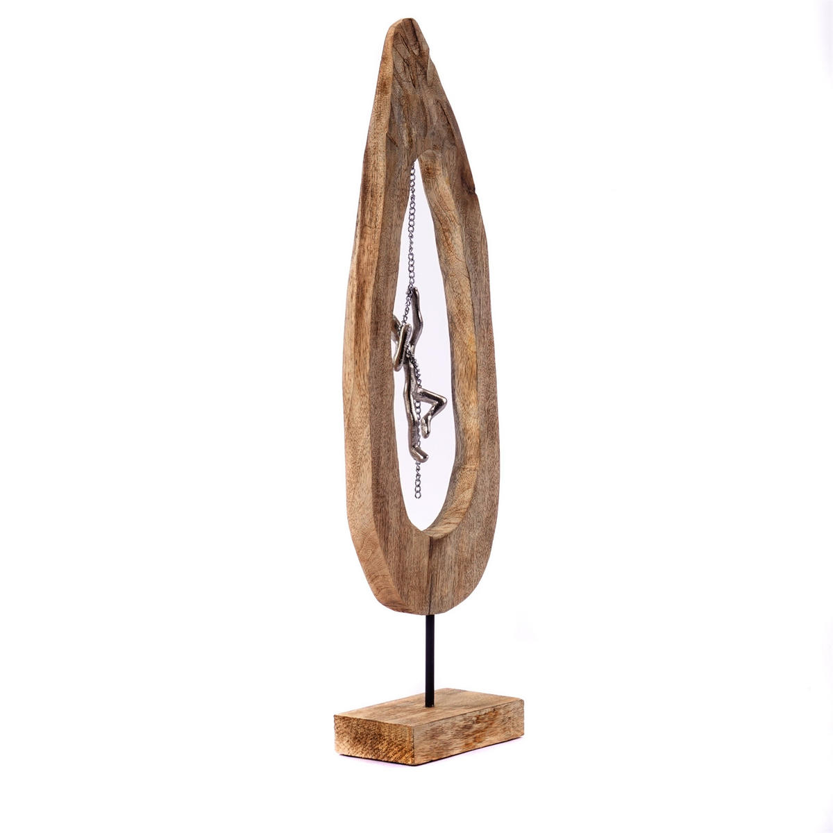SKULPTUR Swing Mangoholz, Metall silber-natur - Naturfarben, Metall (18/65/9cm) - CREEDWOOD