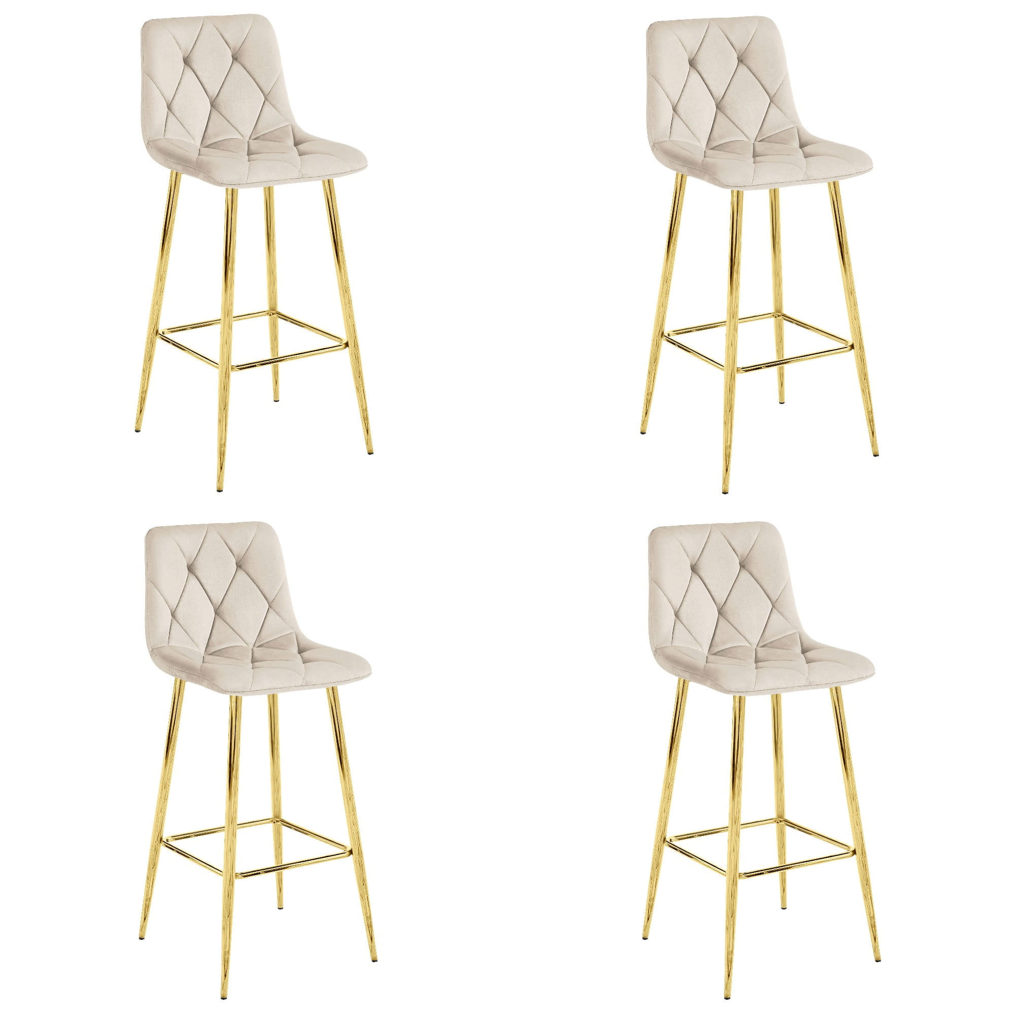 BARHOCKER 4-er Set KODA beiger Sitz, Goldbasis - Beige, Textil (43.5/104/32.5cm) - Valora