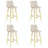 BARHOCKER 4-er Set KODA beiger Sitz, Goldbasis - Beige, Textil (43.5/104/32.5cm) - Valora