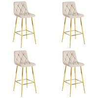 BARHOCKER 4-er Set KODA beiger Sitz, Goldbasis - Beige, Textil (43.5/104/32.5cm) - Valora