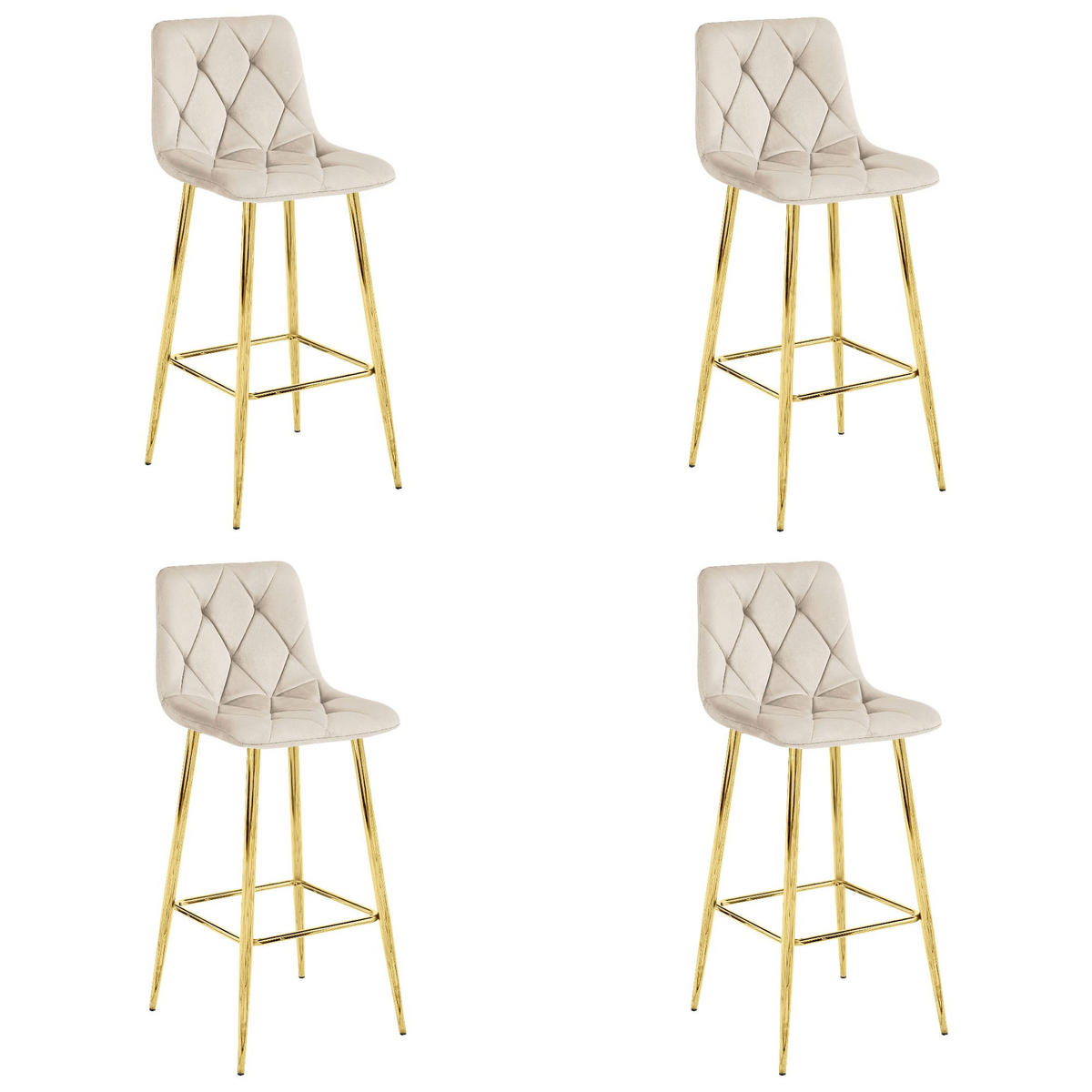 BARHOCKER 4-er Set KODA beiger Sitz, Goldbasis - Beige, Textil (43.5/104/32.5cm) - Valora