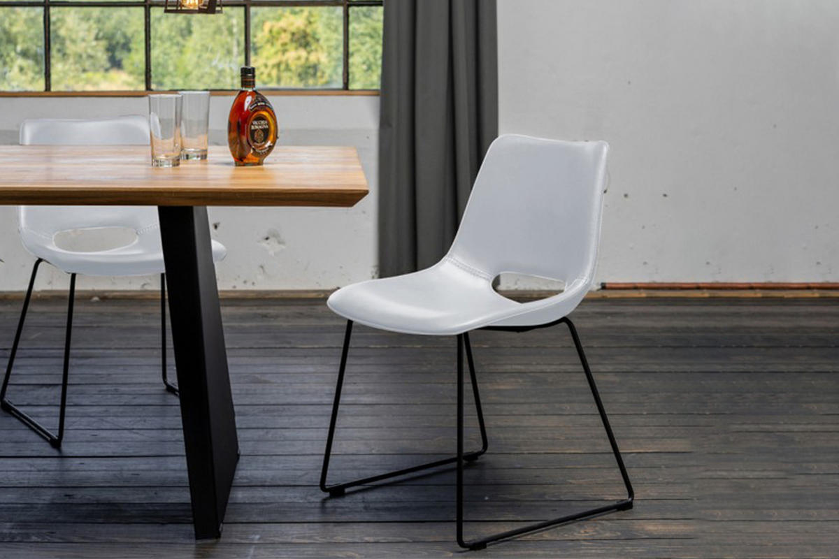 STUHL ASCO Weiß Kunstleder - Weiß, Leder (49/80/55cm) - KAWOLA