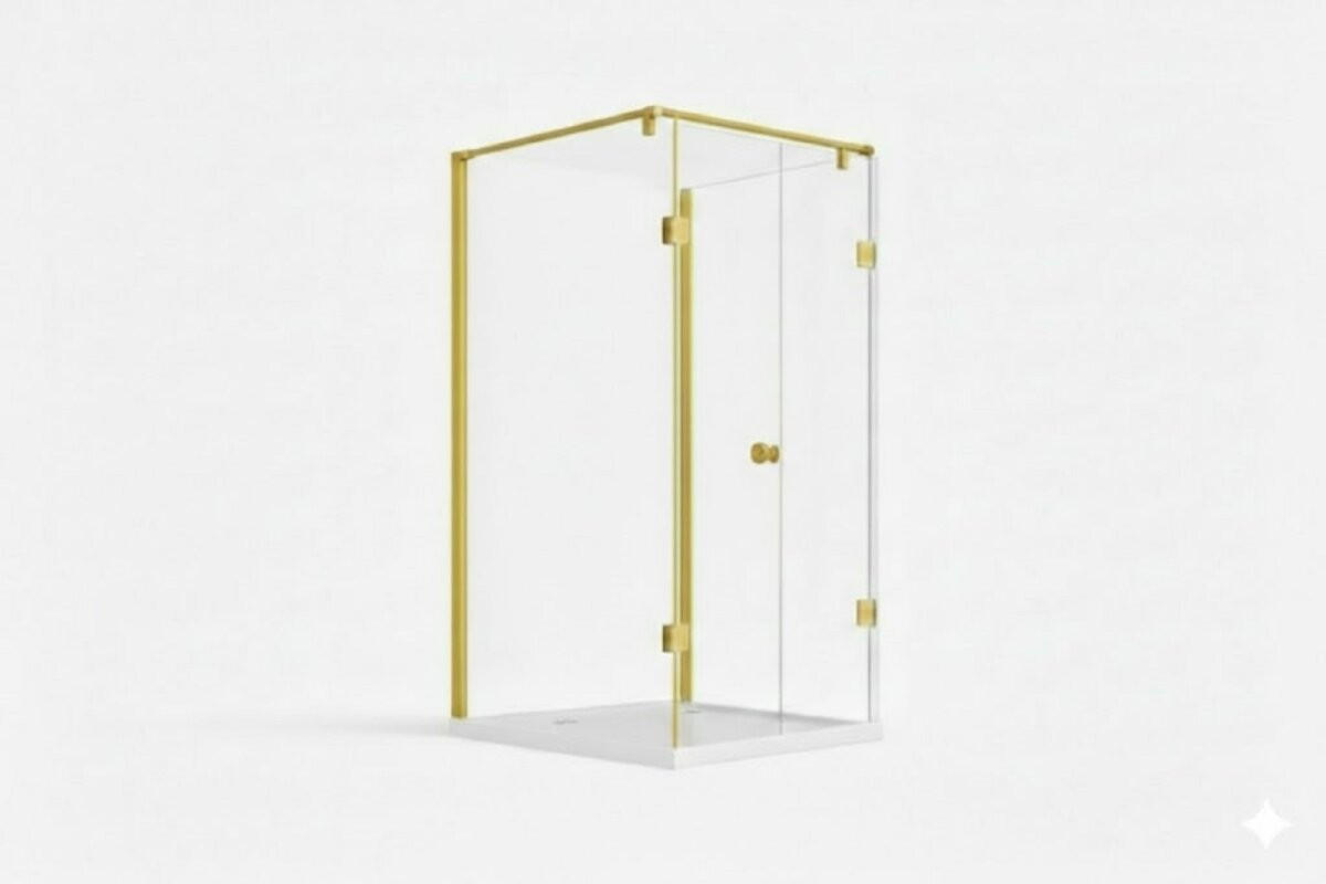 DUSCHKABINE Emma 80x80x80cm U-Form+DS- Gold - Goldfarben, Glas (80/80/195cm) -  Glaswerk Westfalen