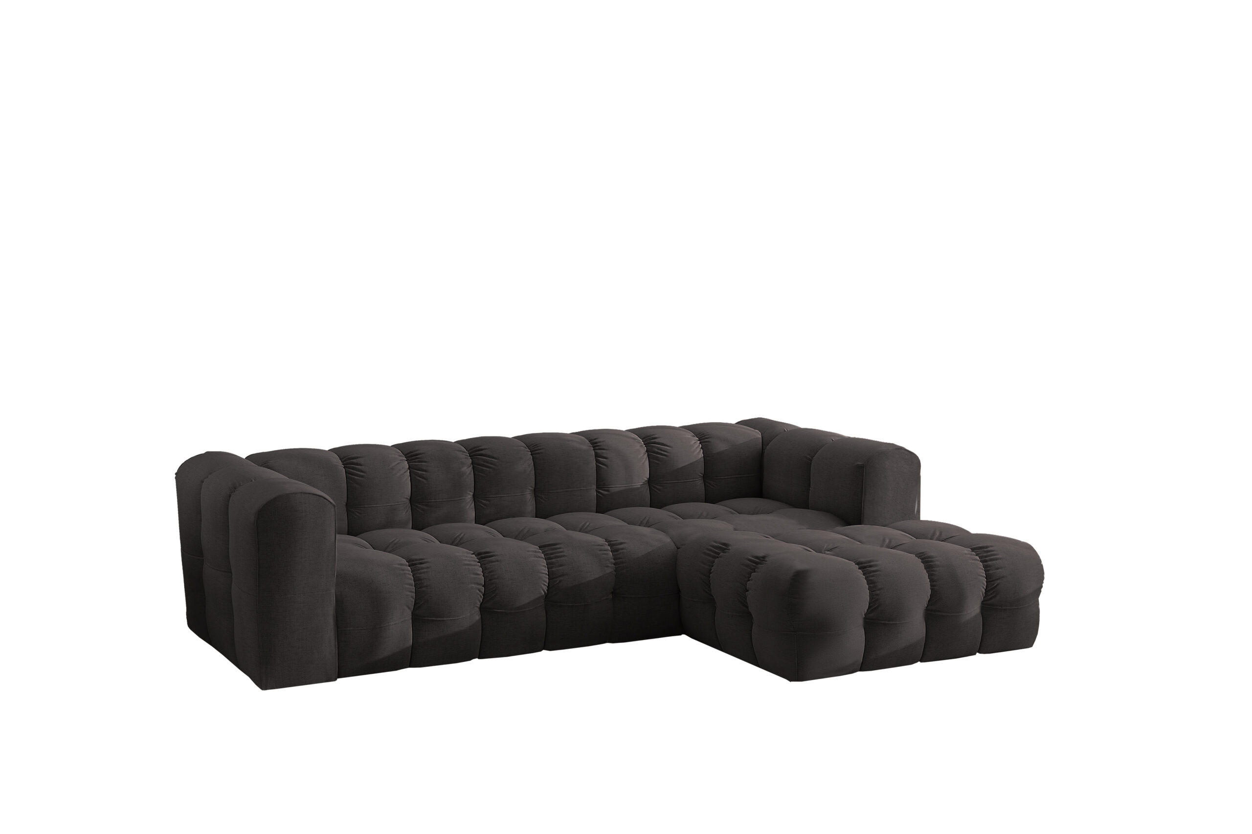 ECKSOFA L-form BALOO L, Chenille-Stoff Moly, Schwarz, Rechts - Schwarz, Holz (280/193cm) - Kaiser Möbel