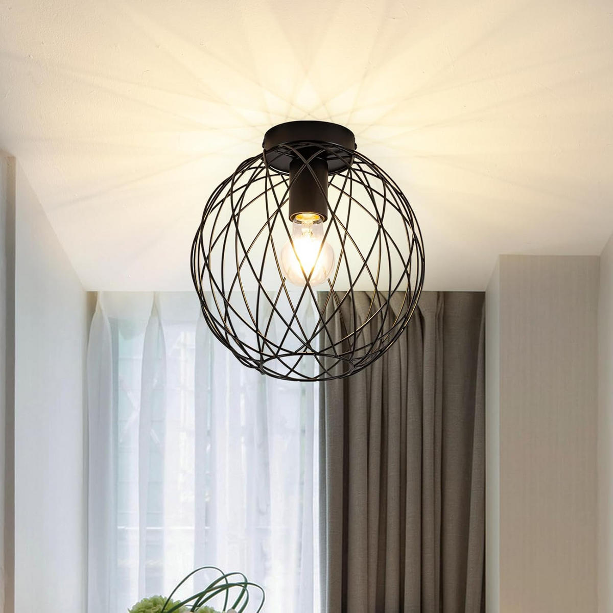 DECKENLEUCHTE Blitzenh 25/26.5/25 cm - Schwarz, Metall (25/25/26.5cm) - ZMH