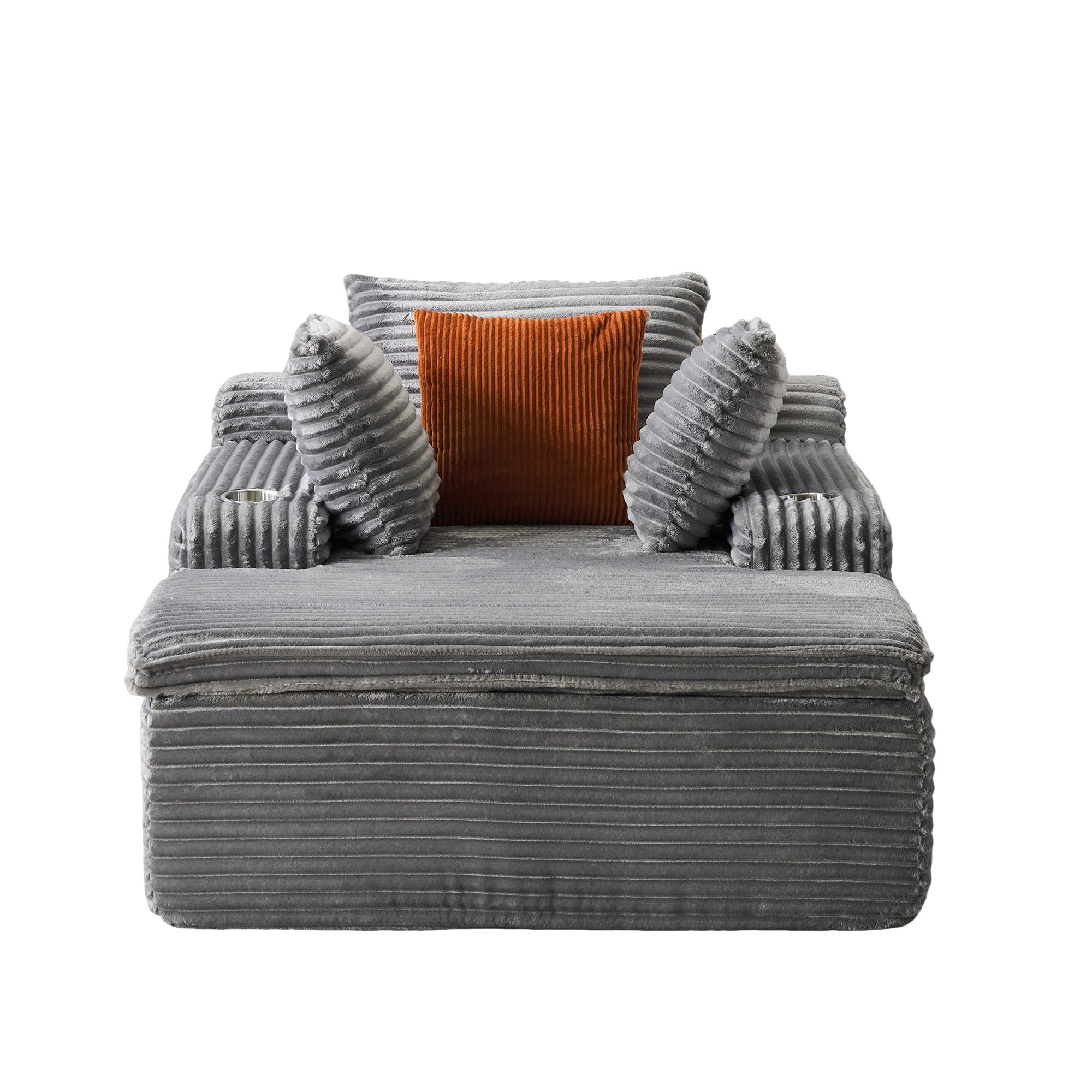 SCHLAFSOFA 165/112/63 cm Grau mit Chaiselongue, 3 Kissen und 1 Decke - Grau, Textil (112/63/165cm) - Oxeza