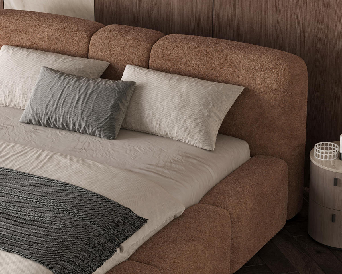 POLSTERBETT Monte160x200 cm- Bettkasten und Stauraum - Doppelbett mit Stabilem Metallrahmen - Monte-Stoff- Hellbraun - Hellbraun, Holzwerkstoff (160/200cm) - Chilly