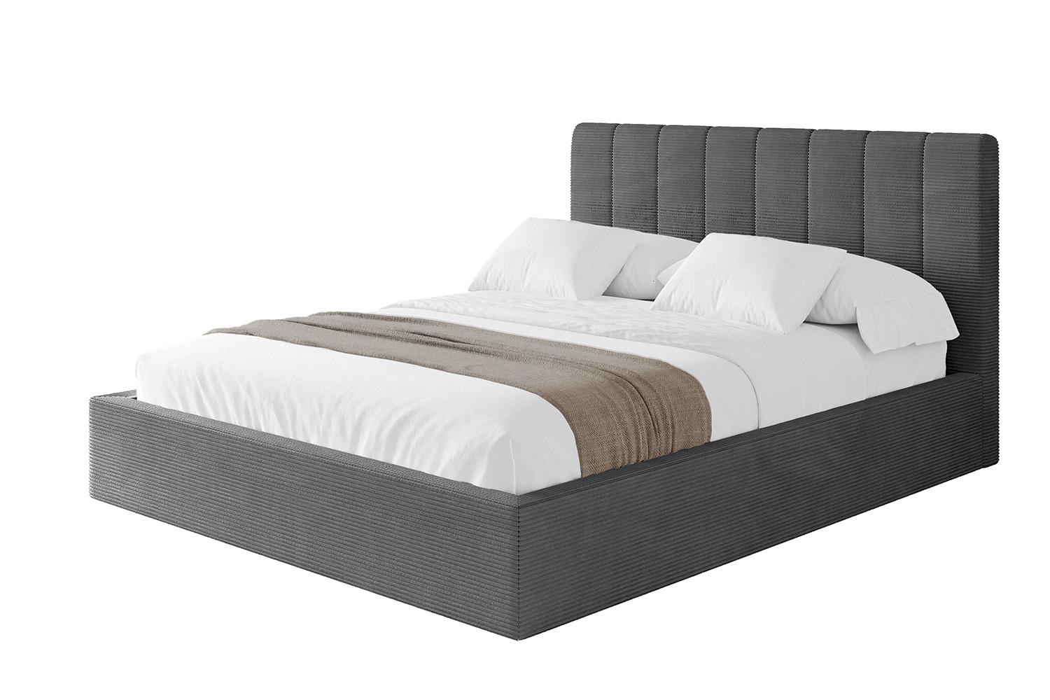 POLSTERBETT mit Bettkasten und Lattenrost, Boxbett ohne Matratze - STERA 180x200 Dunkelgrau - Graphitfarben, Holzwerkstoff/Textil (180/200cm) - ALTDECOR