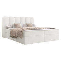 BOXBETT Softi 1 Boucle - H3 - Creme/Schwarz, Holz/Holzwerkstoff (160/200cm) - MIRJAN24