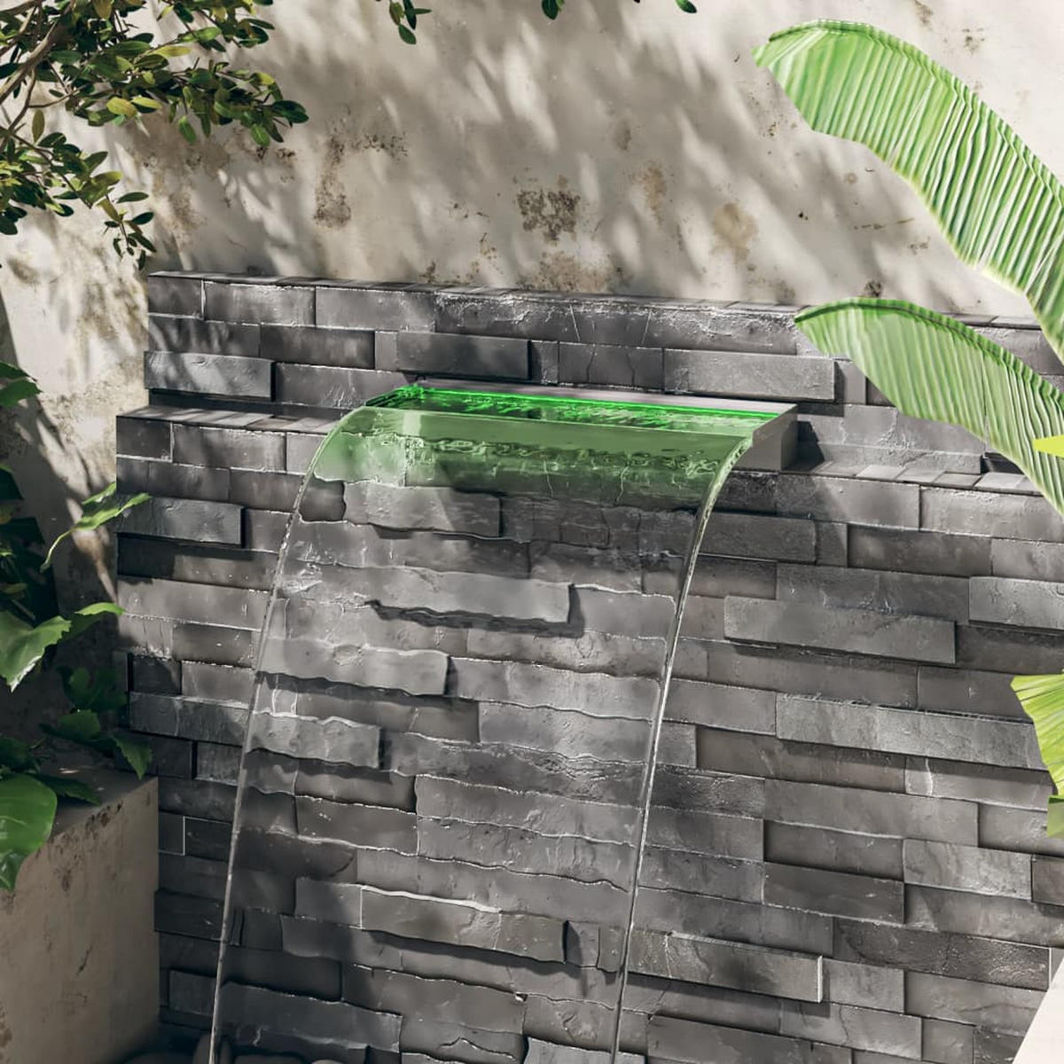 WASSERFALL-ELEMENT Mit Rgb Leds Edelstahl 60 Cm - Silberfarben, Metall (21/60/8cm) - vidaXL