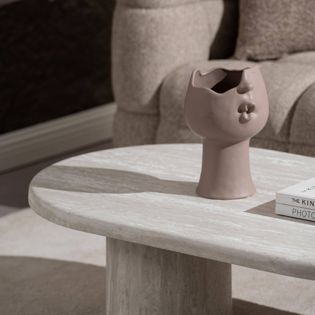 COUCHTISCH - Travertin Hellgrau Dekor - Hellgrau, Holzwerkstoff (70/120/35cm) - home24