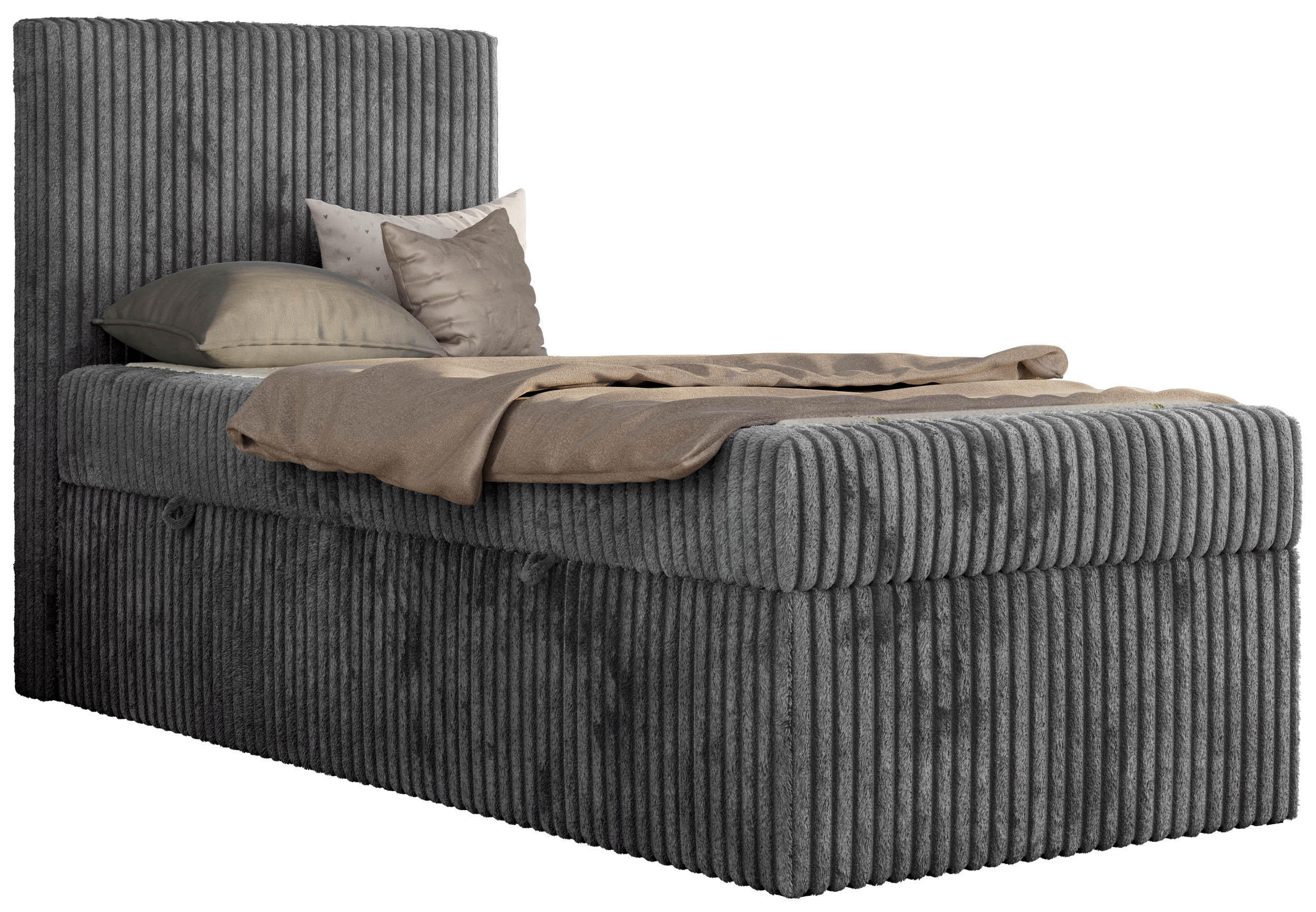 JUGENDBETT TILIO 90/200 - Grau - H4 - Links Seite - Grau, Textil (90/200cm) - MKS