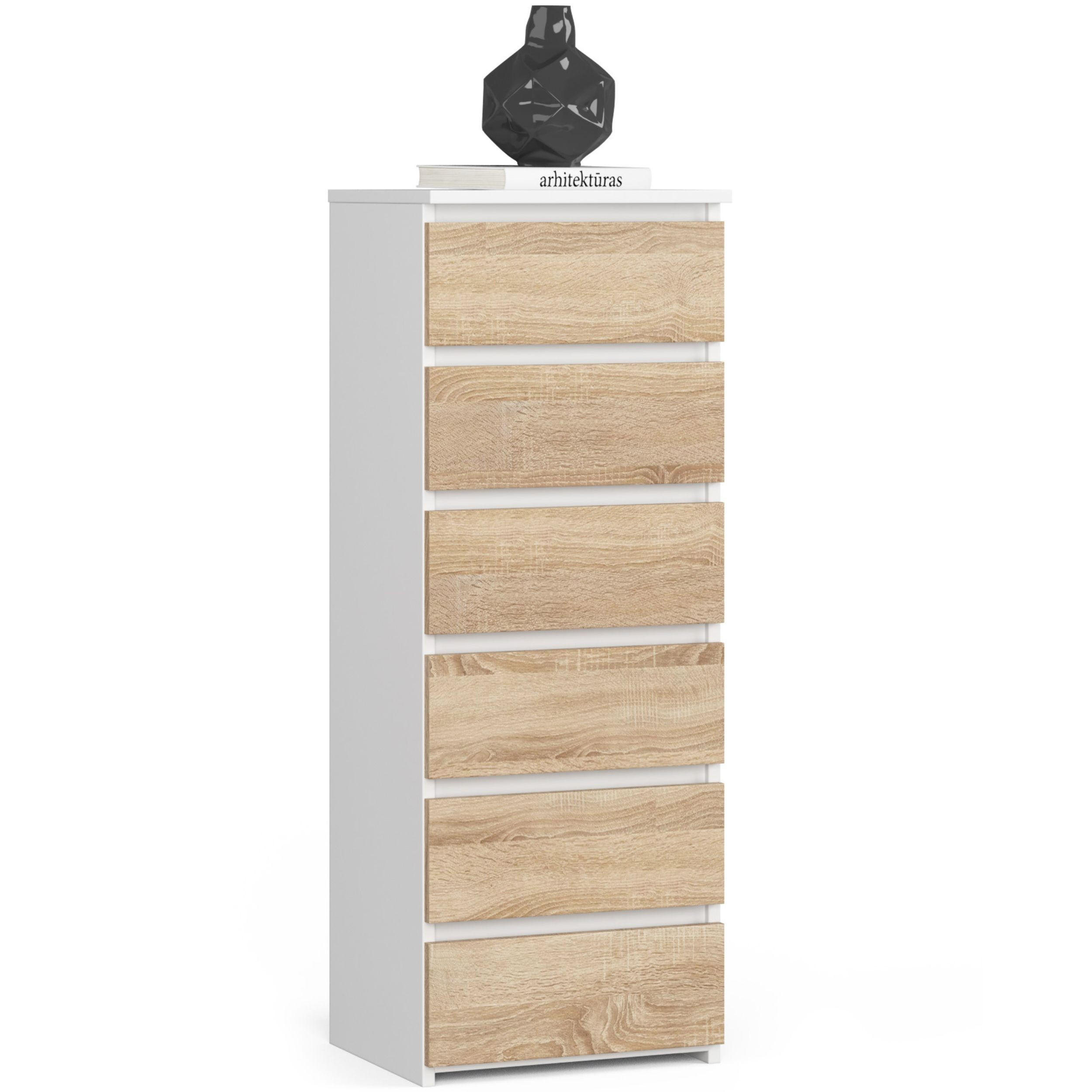 KOMMODE Weiß, Sonoma Eiche 40x35x109 cm - Weiß/Sonoma Eiche, Holzwerkstoff (40/109/35cm) - Akord