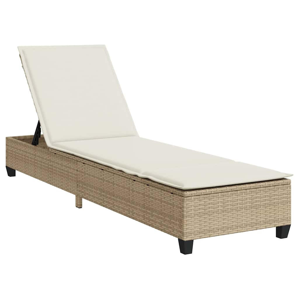 SONNENLIEGE Mit Auflagen Beige 55/200/25,5Cm Poly Rattan - Beige, Kunststoff (200/25.5/55cm) - vidaXL