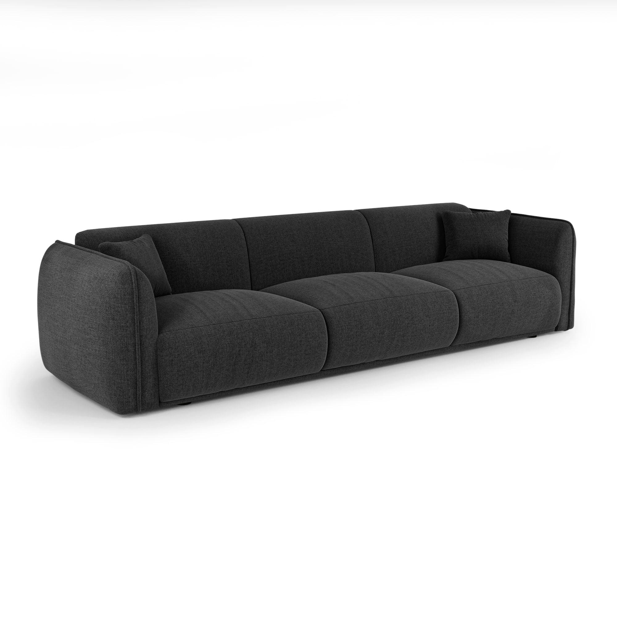 SOFA LUSH Kettgewebe mit weichem Griff Dunkles Anthrazit 235cm - Dunkelgrau/Anthrazit, Textil (235/72.5/90cm) - Premium Interiors