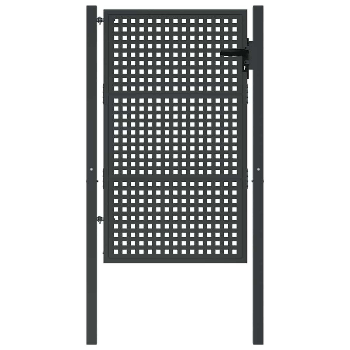 GARTENTOR im Modernes Karodesign, inklusive Pfosten, 105/125 cm, aus Stahl, Anthrazit - Grau, Metall (4/175cm) - vidaXL