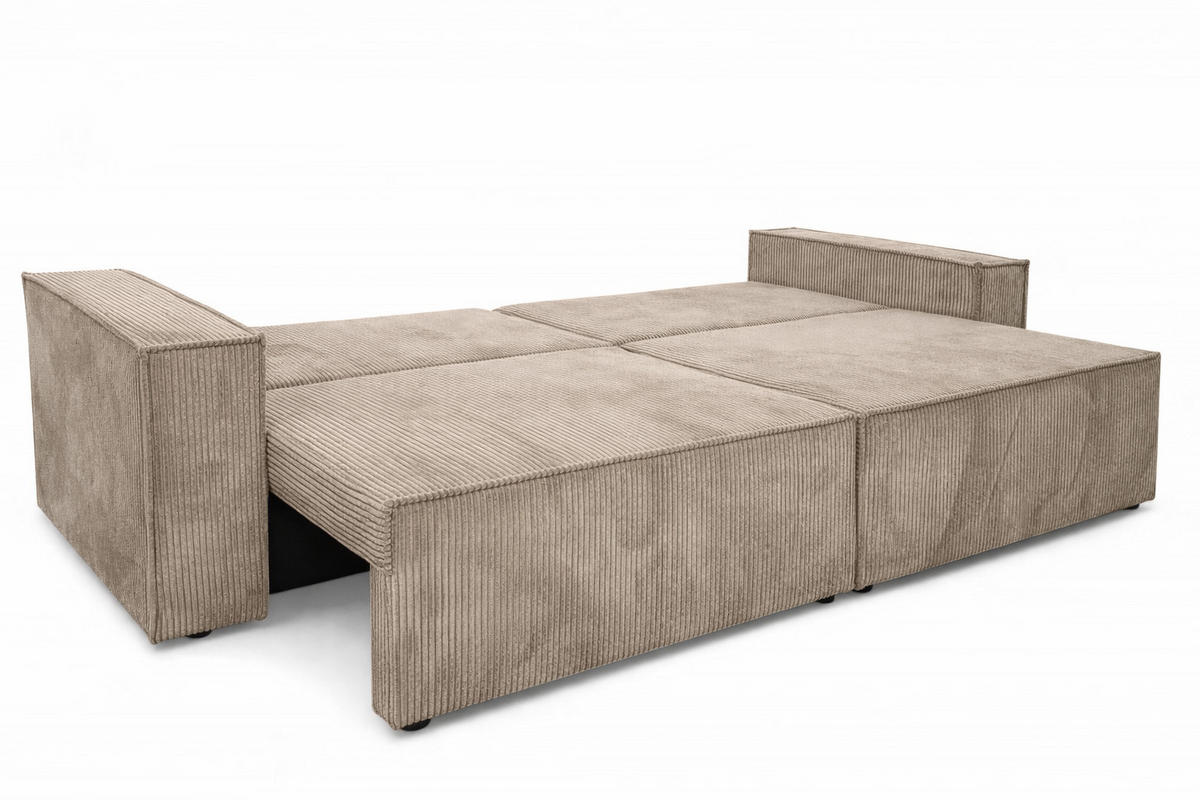 SOFA Mit Schlaffunktion Und Bettkasten, Cordstoff Poso, Dunkelbeige, BEST SCORNER - Beige, Holz (245/83/90cm) - Kaiser Möbel