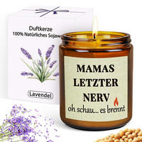STUMPENKERZE mit Spruch Lavendelduft Sojawachs - Braun, Paraffin (6cm)