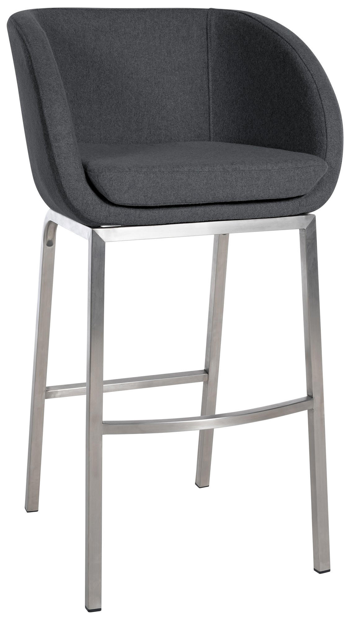 BARHOCKER Filz grau - Edelstahlfarben/Grau, Textil/Metall (58/107/54cm) - CLP