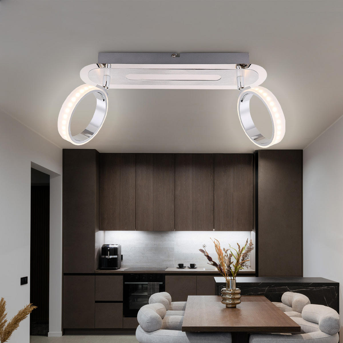 LED DECKENLEUCHTE IDAHO Aluminium Silber - Silberfarben, Metall (35/16.5/18.5cm) - Globo Lighting