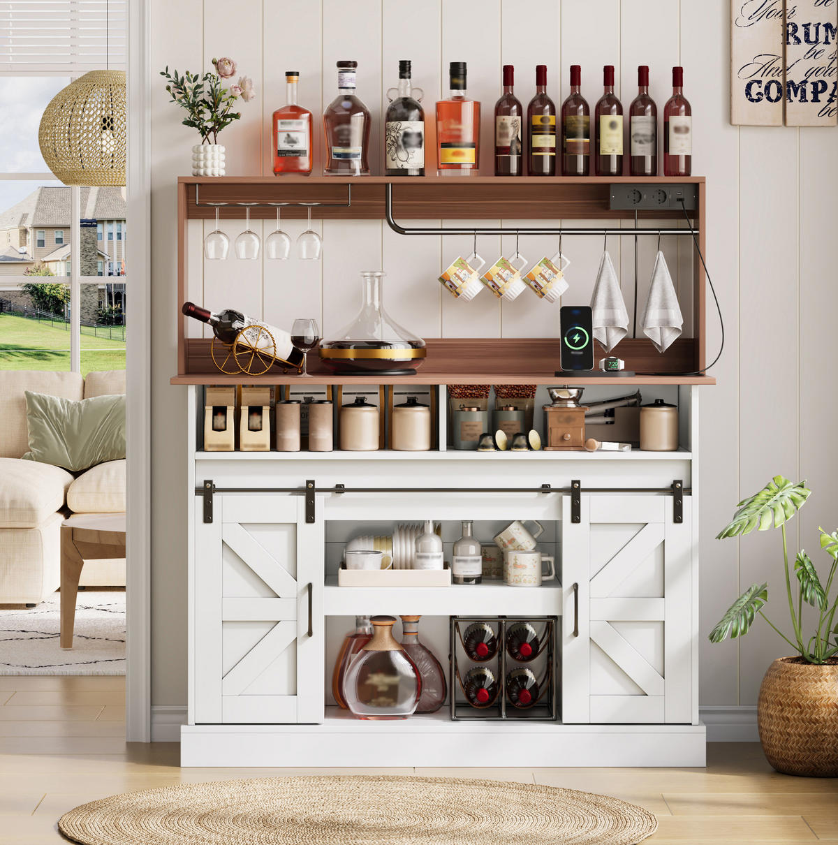 SIDEBOARD 120/40/130 cm Weiß/Natur aus MDF mit Schiebetüren - Weiß, Holzwerkstoff (40/130/120cm) - OKMYHOME
