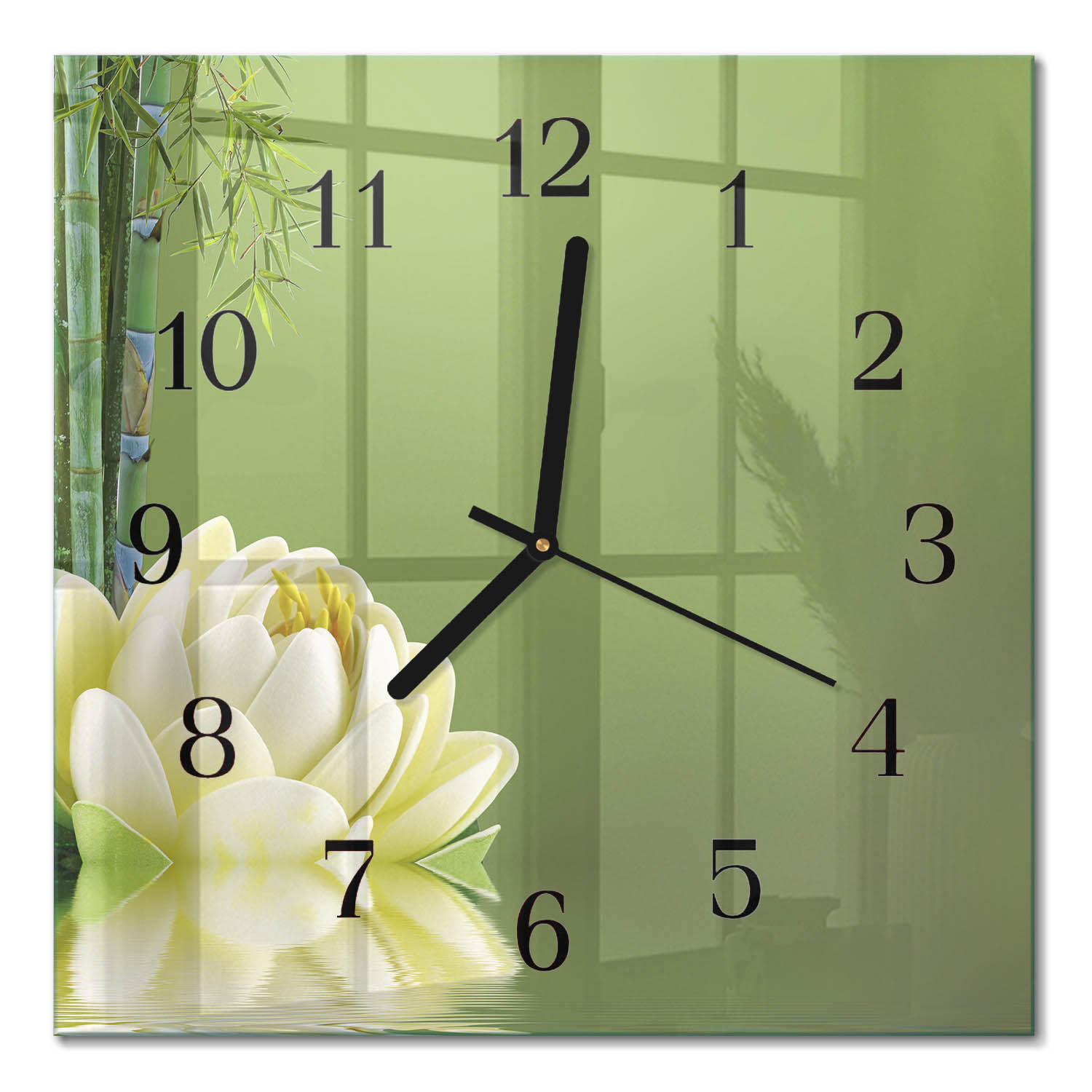 WANDUHR 30x30 cm - Lilie - Grün, Glas (30/30/0.4cm) - TULUP