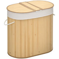 WÄSCHEKORB DE-18801 100L mit 2 Fächern & Deckel Natur - Naturfarben, Naturmaterialien (62.5/60.5/37cm) - ComfortXL