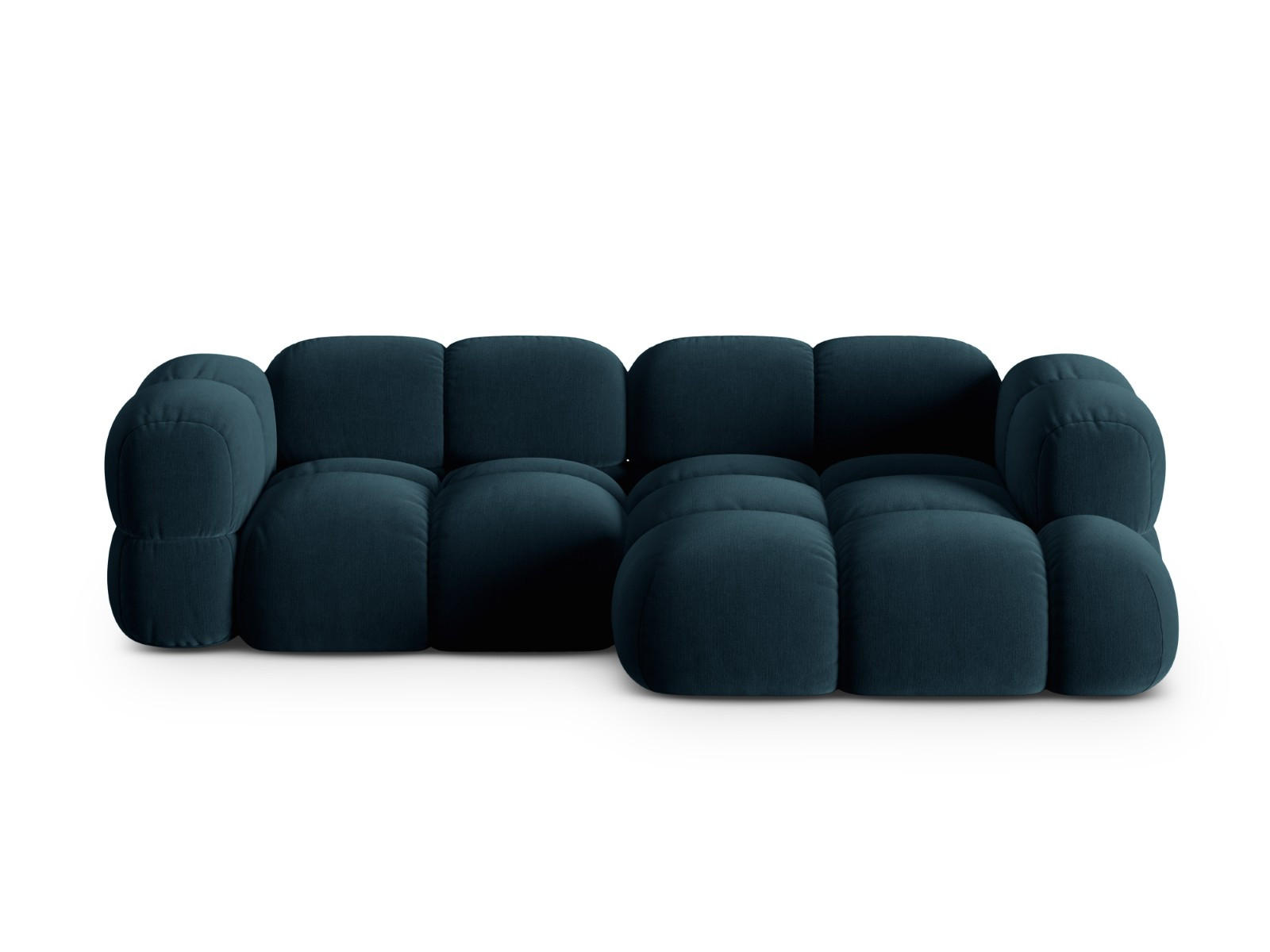 ECKSOFA rechts Loretto aus Samt petrol 3 Sitzplätze - Petrol, Textil (147/250cm) - Cosmopolitan Design