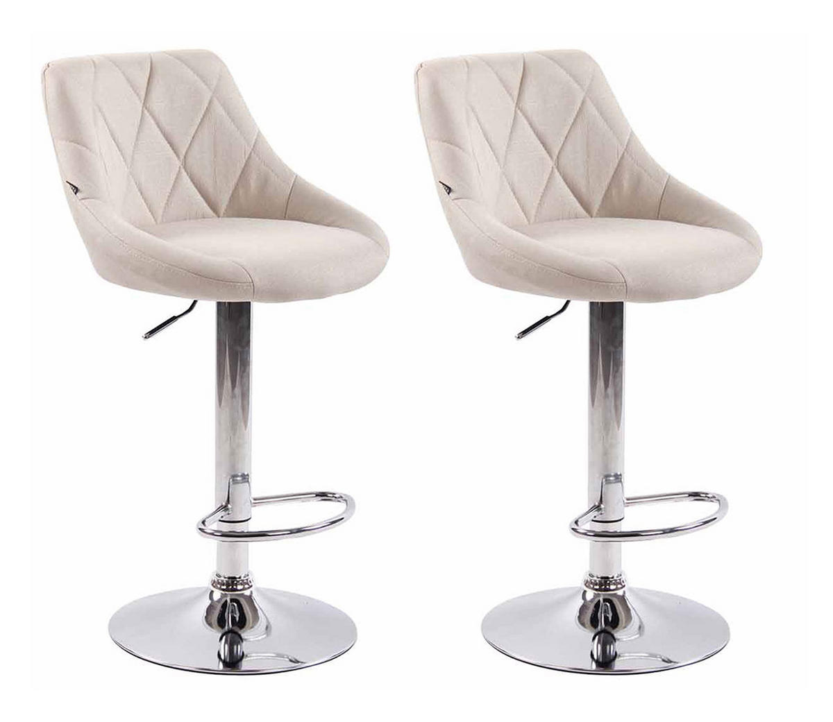 BARHOCKER 2er Set Stoff creme - Chromfarben/Creme, Textil/Metall (46/83/49cm) - CLP