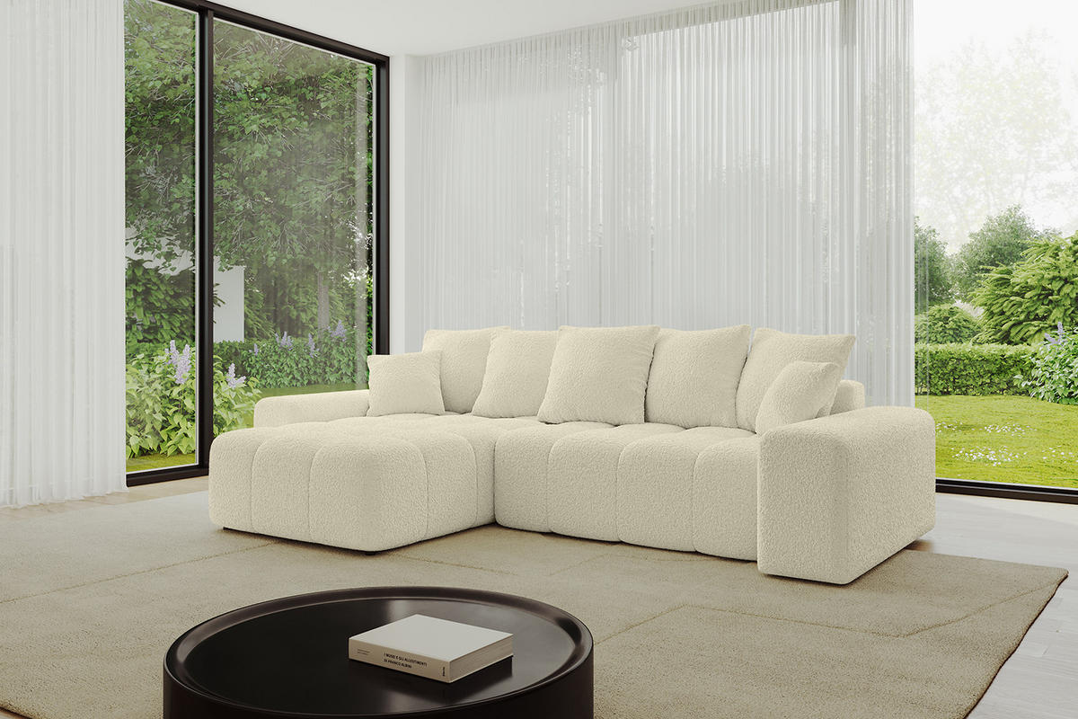 ECKSOFA Ottomane links/rechts ENIL-L 290x175x84 Beige Bouclé - Beige, Holzwerkstoff/Kunststoff (290/175cm) - ALTDECOR
