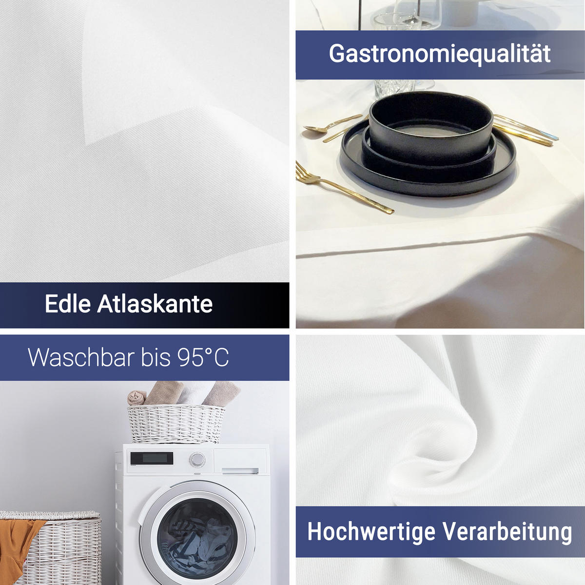 TISCHDECKE, 100x100 cm, 100% Baumwolle, Weiß - Weiß, Textil (100/100cm) - Zollner