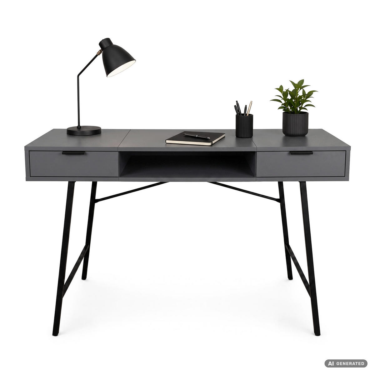 SCHREIBTISCH ARDEN 120 cm Graphit - Graphitfarben/Schwarz, Holzwerkstoff (120/50/80.5cm) - Akord