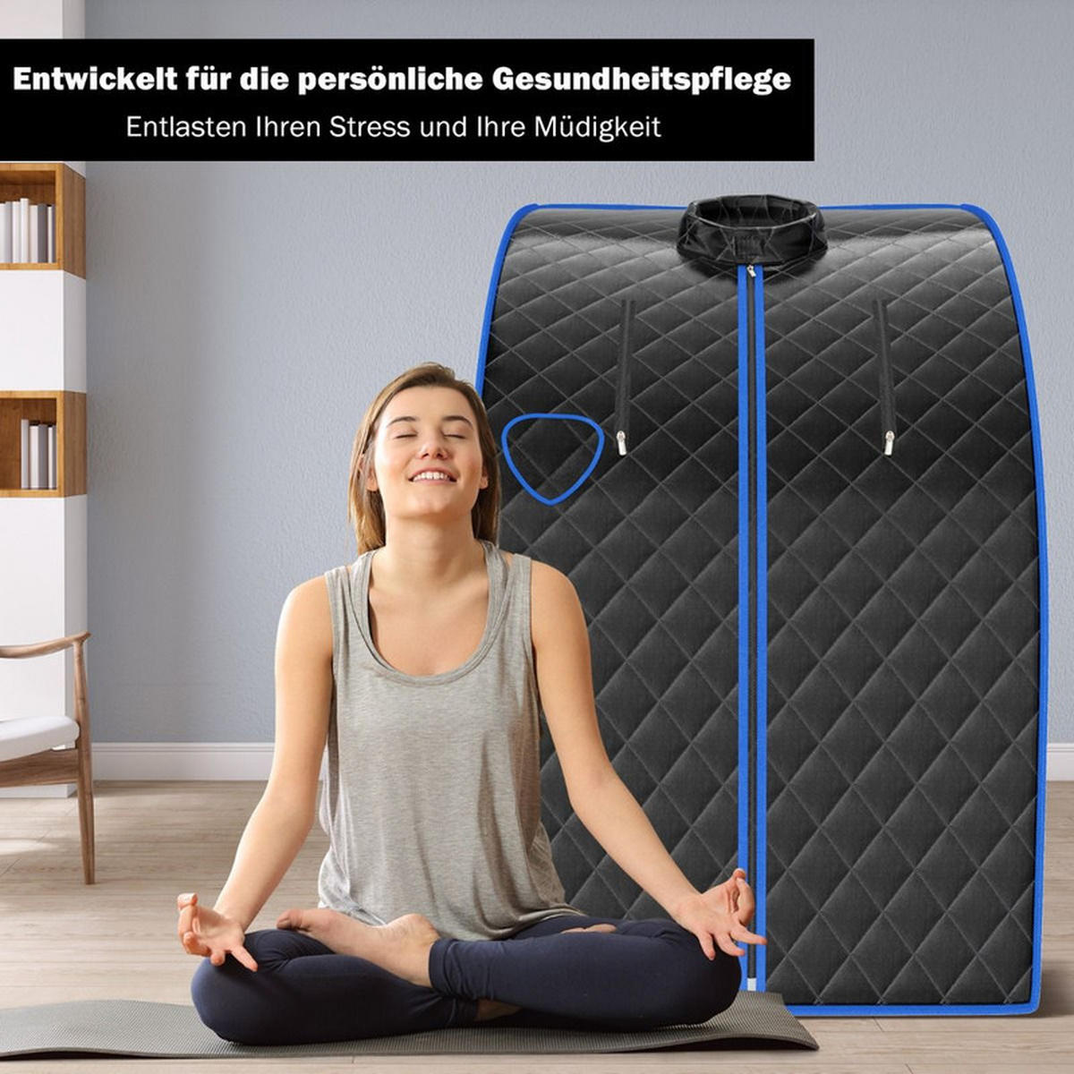 MINI-DAMPFSAUNA mit Zerstäubungsfunktion schwarz - Schwarz, Kunststoff (87/101/78cm) - COSTWAY