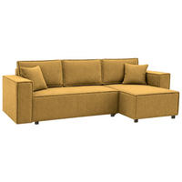 ECKSCHLAFSOFA Neapol mit Bettkasten, 255 cm, Cord-Stoff, Gelb - Gelb/Schwarz, Textil (256/148cm) - Beautysofa