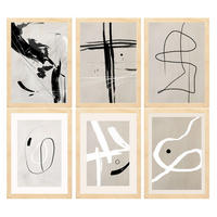 POSTER Set Mit 6 Illustrationen Von Franz Kline A3 Rahmen Aus Hellem Holz - Beige, Papier (29/3cm) - Nacnic