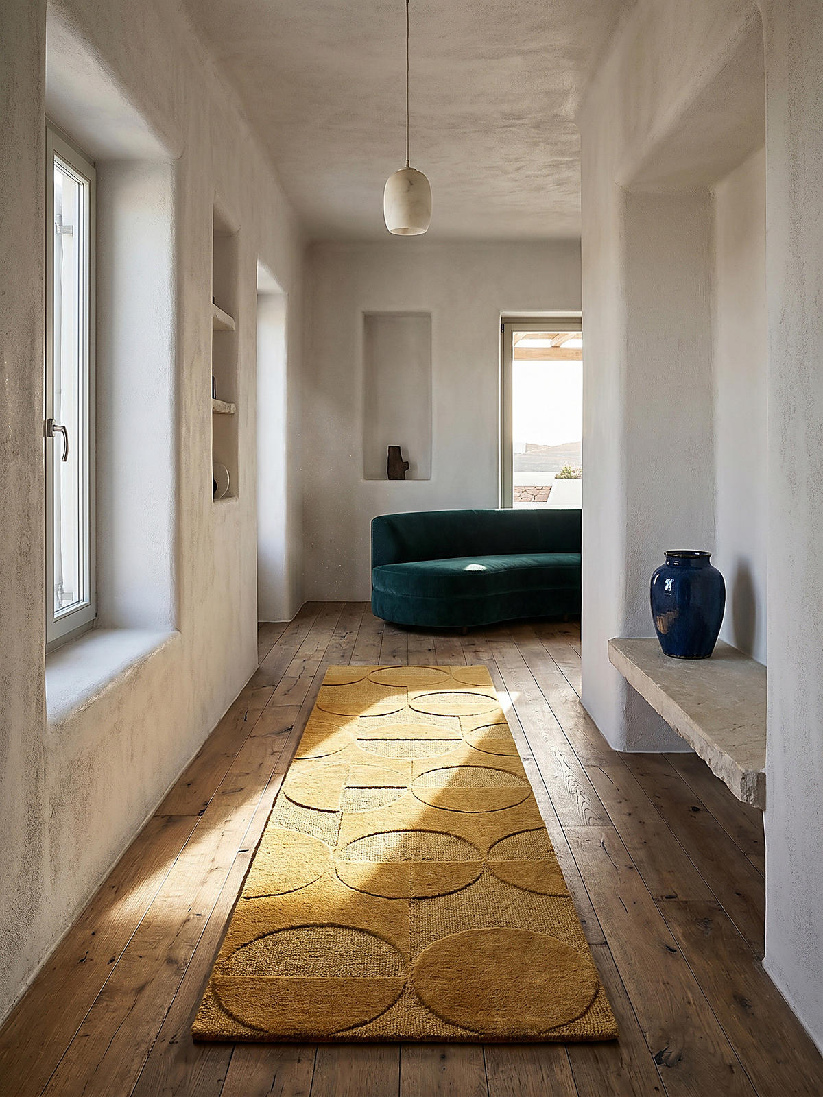 TEPPICH aus Wolle DEBEN in Senfgelb, geometrisch, 60 x 230 cm - Gelb, Textil (60/230cm) - KADIMA DESIGN