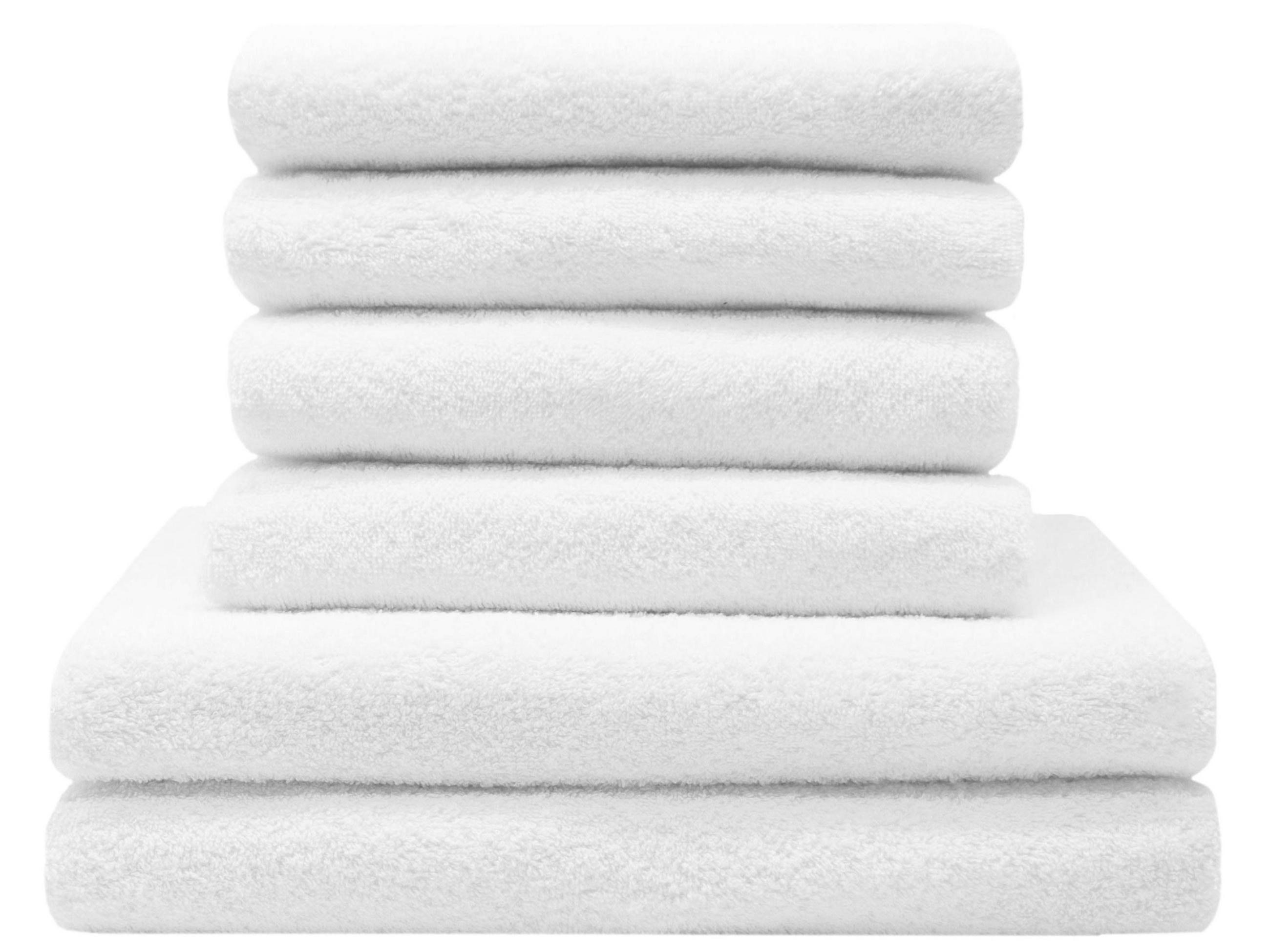 HANDTÜCHER SET, 6er-Set, 50x100 cm + 70x140 cm, 100% Baumwolle, Weiß - Weiß, Textil (50/100cm) - Zollner
