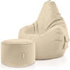 SITZSACK + Hocker "Cozy+Stay" 2er Set - Beige, Textil (70/90/80cm) - Green Bean