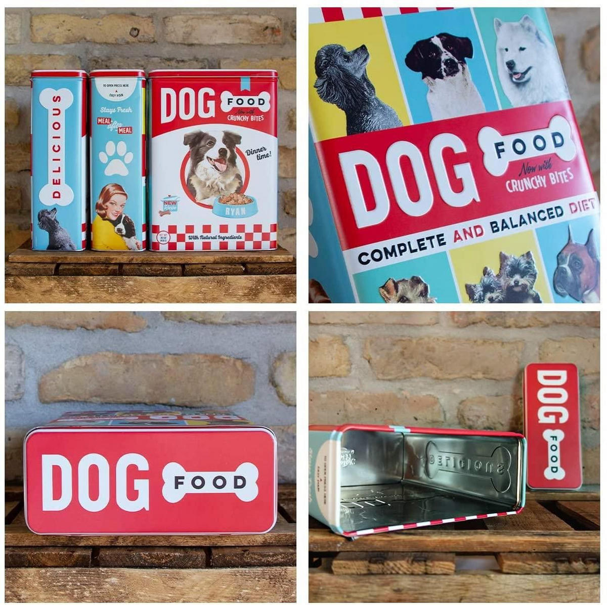 VORRATSDOSE XL Animal Club Dog Food - Rot/Weiß, Metall (19/26/8cm) - Nostalgic-Art