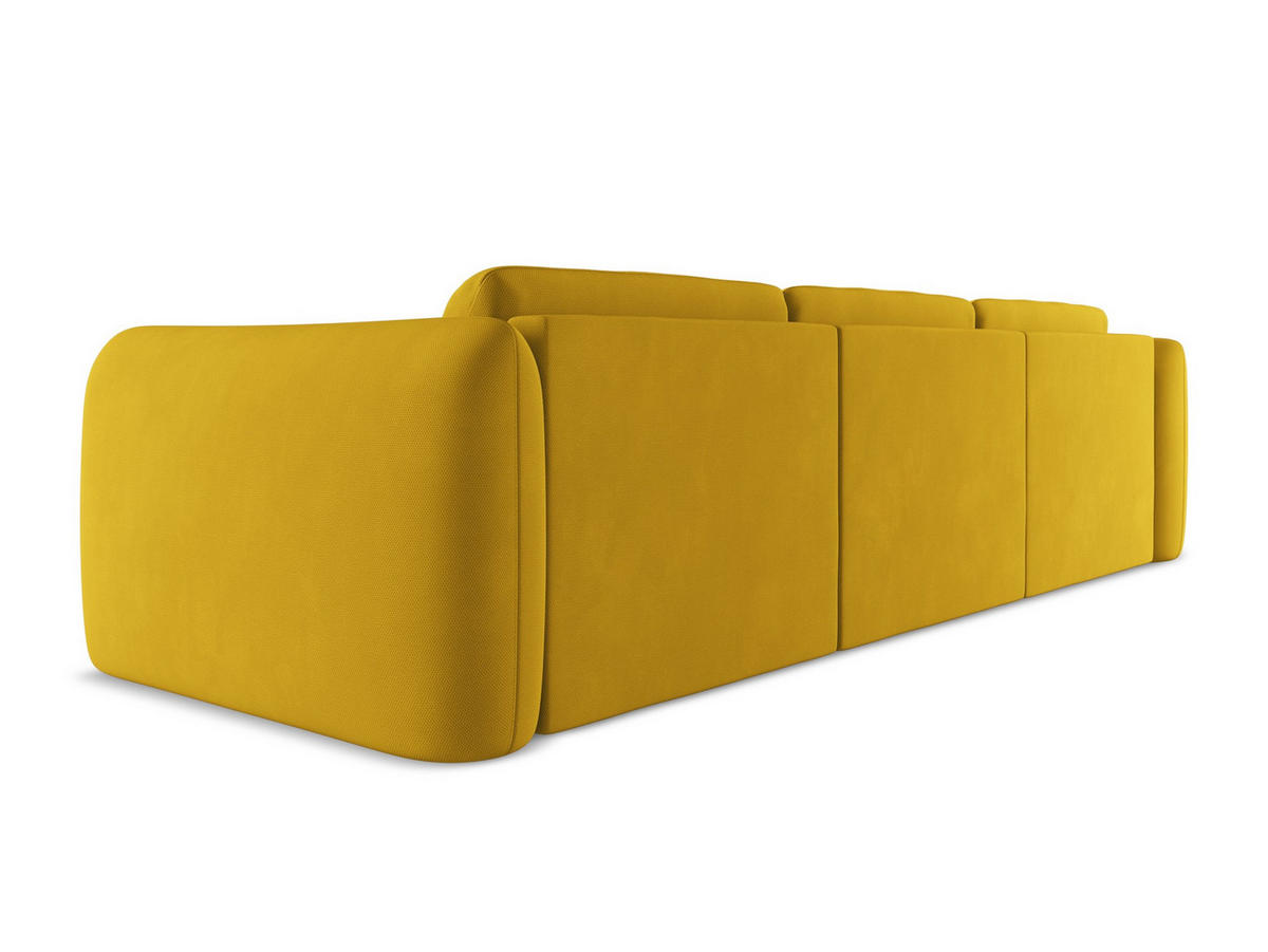 ECKSOFA Links Chenille Stoff Gelb - Currygelb/Gelb, Kunststoff/Textil (170/290cm) - Makamii