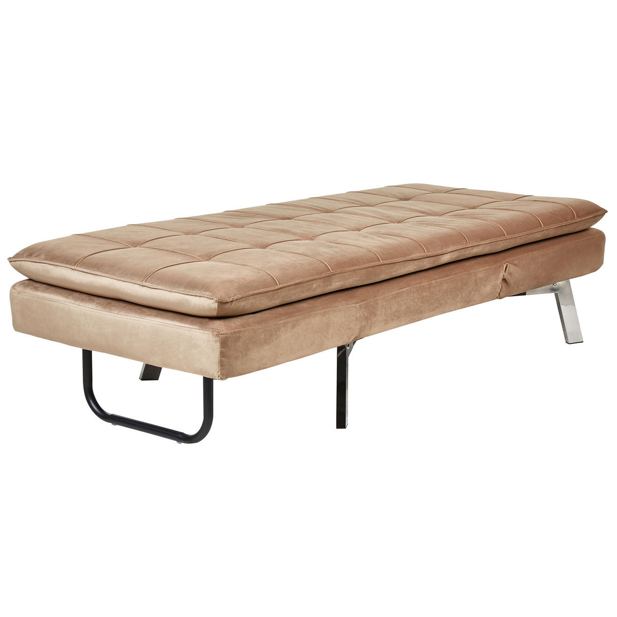 RELAXLIEGE Samtstoff hellbraun verstellbar Loiret - Silberfarben/Braun, Textil (179/93/76cm) - Beliani