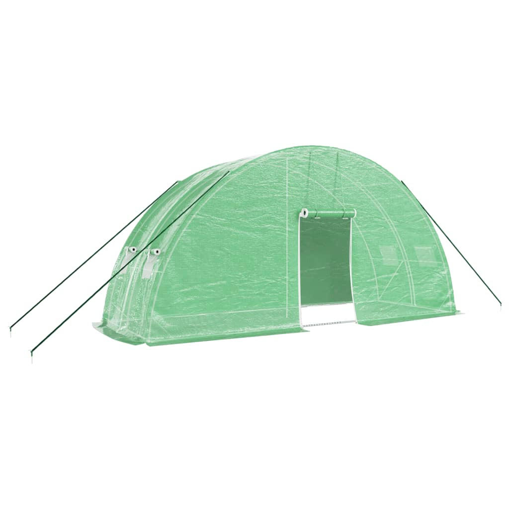GEWÄCHSHAUS mit Stahlrahmen Grün 12 m² 6x2x2,85 m - Grün, Kunststoff (6/2.85/600cm)
