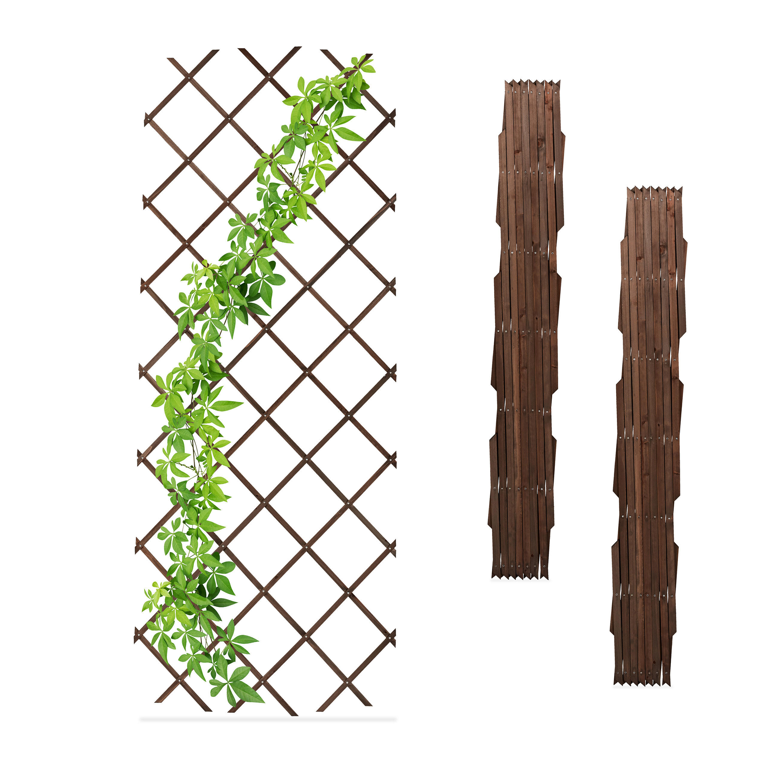 3XRANKGITTER - Braun, Holz (46/270/1cm) - Relaxdays