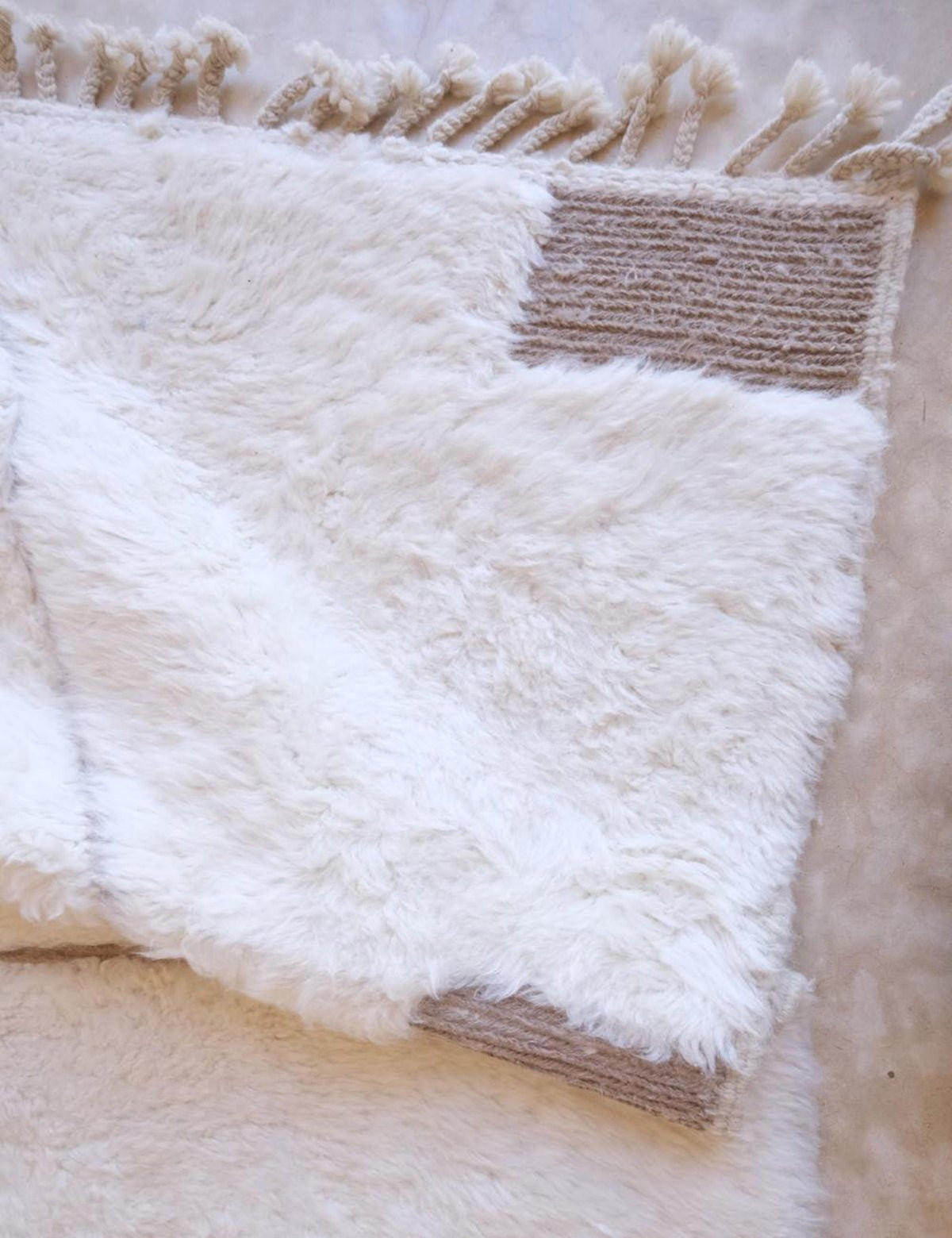 BERBERTEPPICH Ethno schlicht Wolle 208x 292 cm - Weiß, Naturmaterialien (208/292cm) - AFK Living