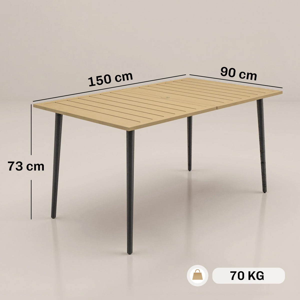 GARTENTISCH Braun 150.0/90.0/73.0cm - Braun, Metall (150/90/73cm)