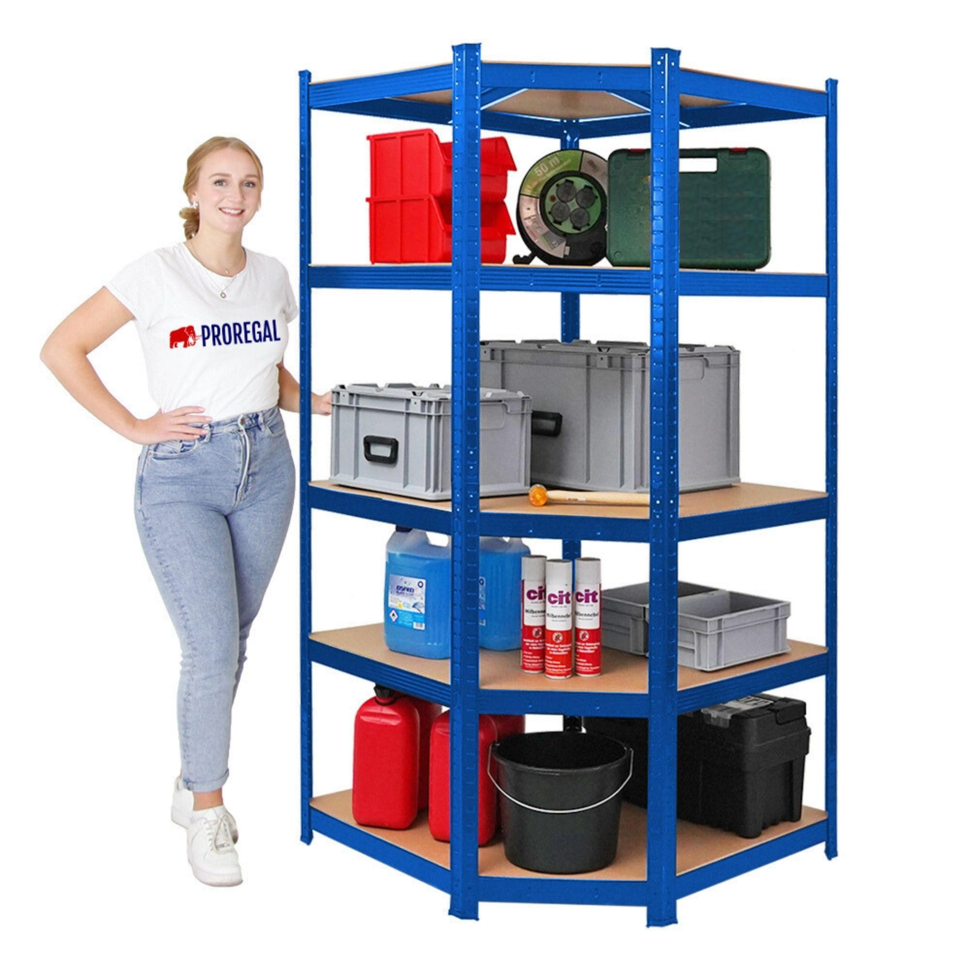 ECKREGAL Ragnar 180x90x60 cm Fachlast 175 kg Blau - Blau, Metall (90/180/60cm) - PROREGAL