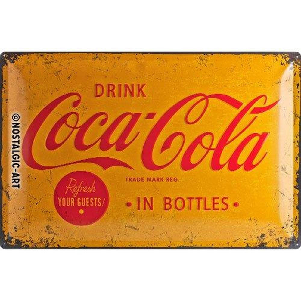 BLECHSCHILD 40/60 cm Coca Cola Logo Yellow - Multicolor, Metall (60/40/1cm) - Nostalgic-Art
